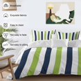 thumbnail image 4 of Green Navy Blue Striped Bedding 3 Piece Duvet Cover Set Twin Size, Farmhouse Stripe Art Soft Microfiber Comforter Cover with Zipper Closure & Pillowcases, Wrinkle & FadeResistant Quilt Cover, 4 of 9