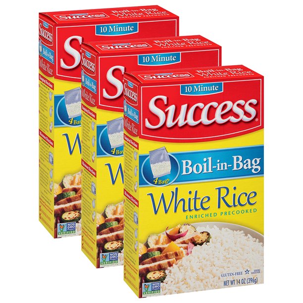 (3 Pack) Success BoilInBag White 4 Count Rice 14 oz Box