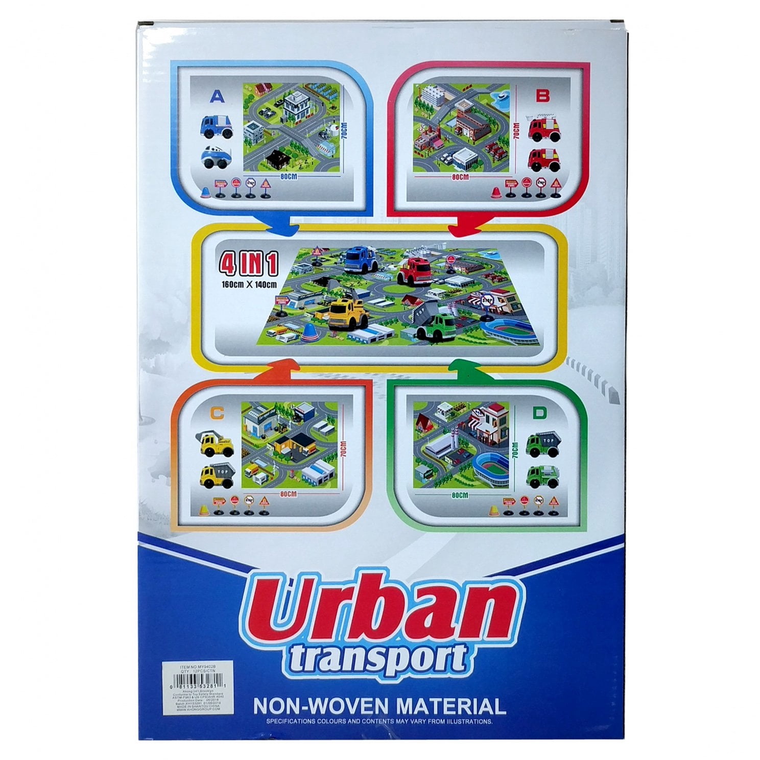Urban Theme Transport Play Mat Set Friction Powered Vehicles City Fire Station
