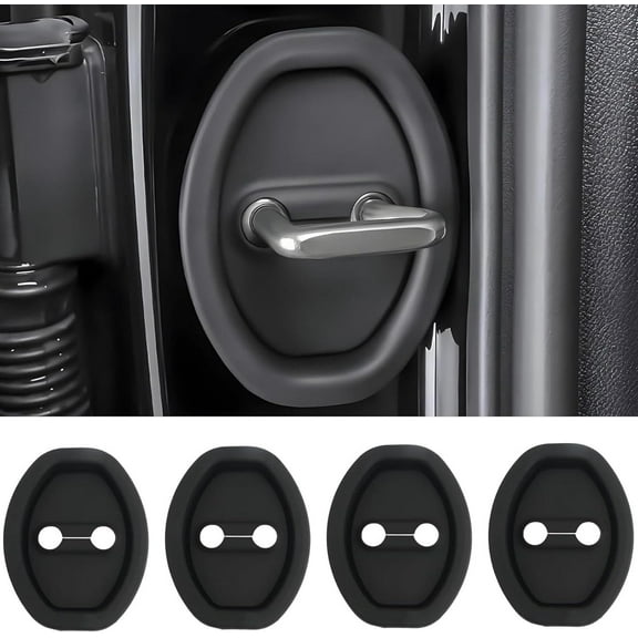 2026 Upgraded Car Door Lock Silicone Protective Pad, Universal Anti-Rust Waterproof Dustproof Cover for Cars, Noise-Reducing & Shock-Absorbing Design, Easy Self-Adhesive Installation (Black (4Pcs))