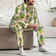 thumbnail image 5 of Salouo Cute Cartoon Cactus Print Button-Front Long Sleeve Pajama Set for Men, Soft 2Pjs Men's Long Sleeve Sleepwear -X-Large, 5 of 7