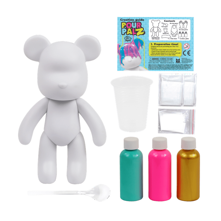 Pour Palz 9” Bear, Golden Dream, DIY Paint & Pour Craft Kit for Kids Ages 5+