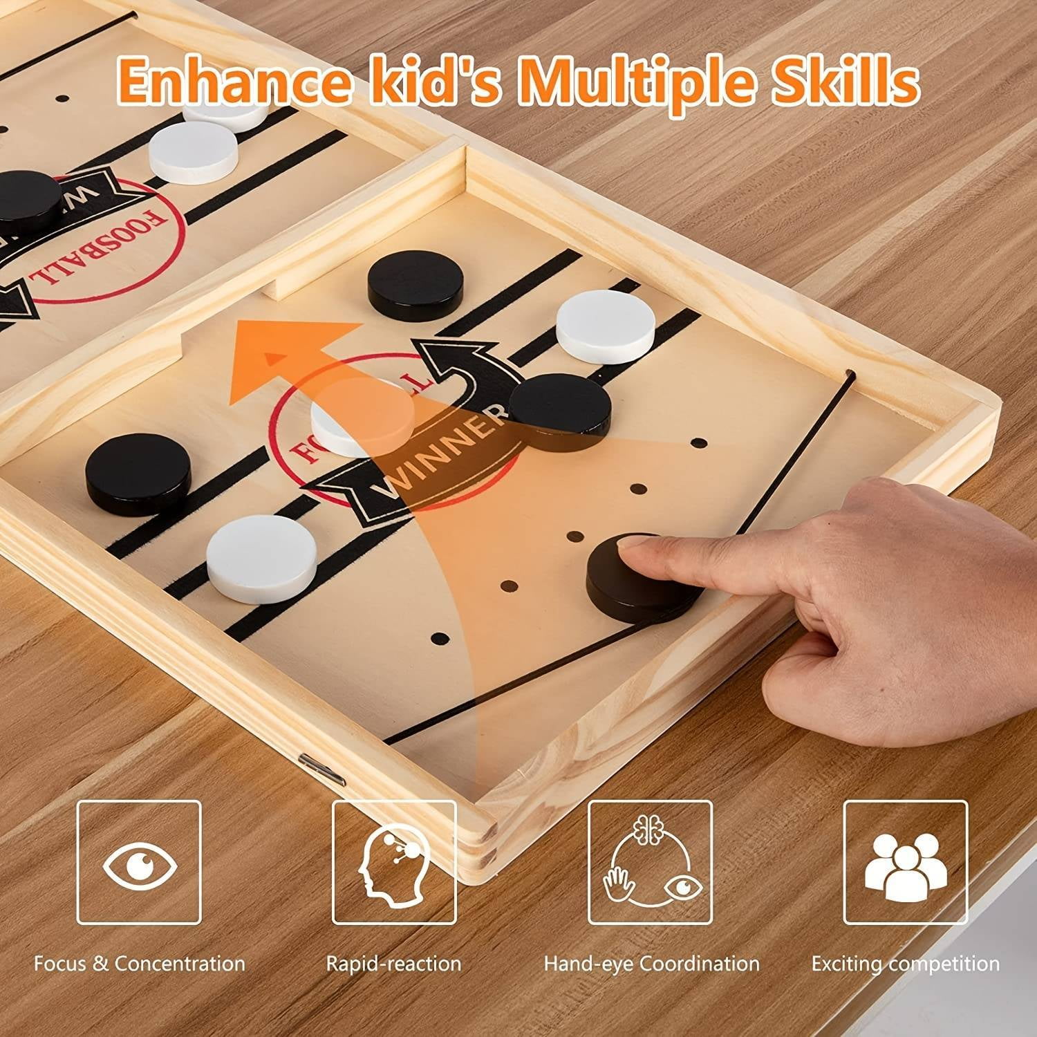 Fast Sling Puck De Madera | Juego De Hockey De Mesa Para 2 Jugadores | Ideal Para Familias Y Niños | Regalo Original Y Divertido