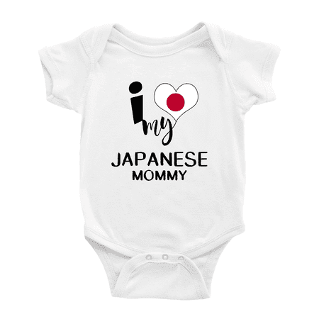 

I Heart My Japanese Mommy Japan Love Flag Baby Romper (White 6-12 Months)