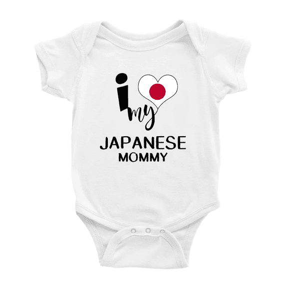 I Heart My Japanese Mommy Japan Love Flag Baby Romper (White, 6-12 Months)