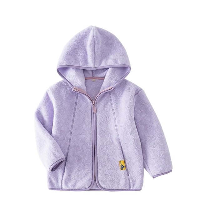 Girls Coats & Jackets Polar Full Zip Hooded Solid Color With Pocket Light Purple Going Out Fall Tops for Girls ,7-8 Years