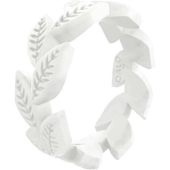 QALO Women's Pearl Vine Silicone Ring – Durable Wedding Bands with Flexible Comfortable Fit – Skin-Friendly and Lightweight Design – Size 07