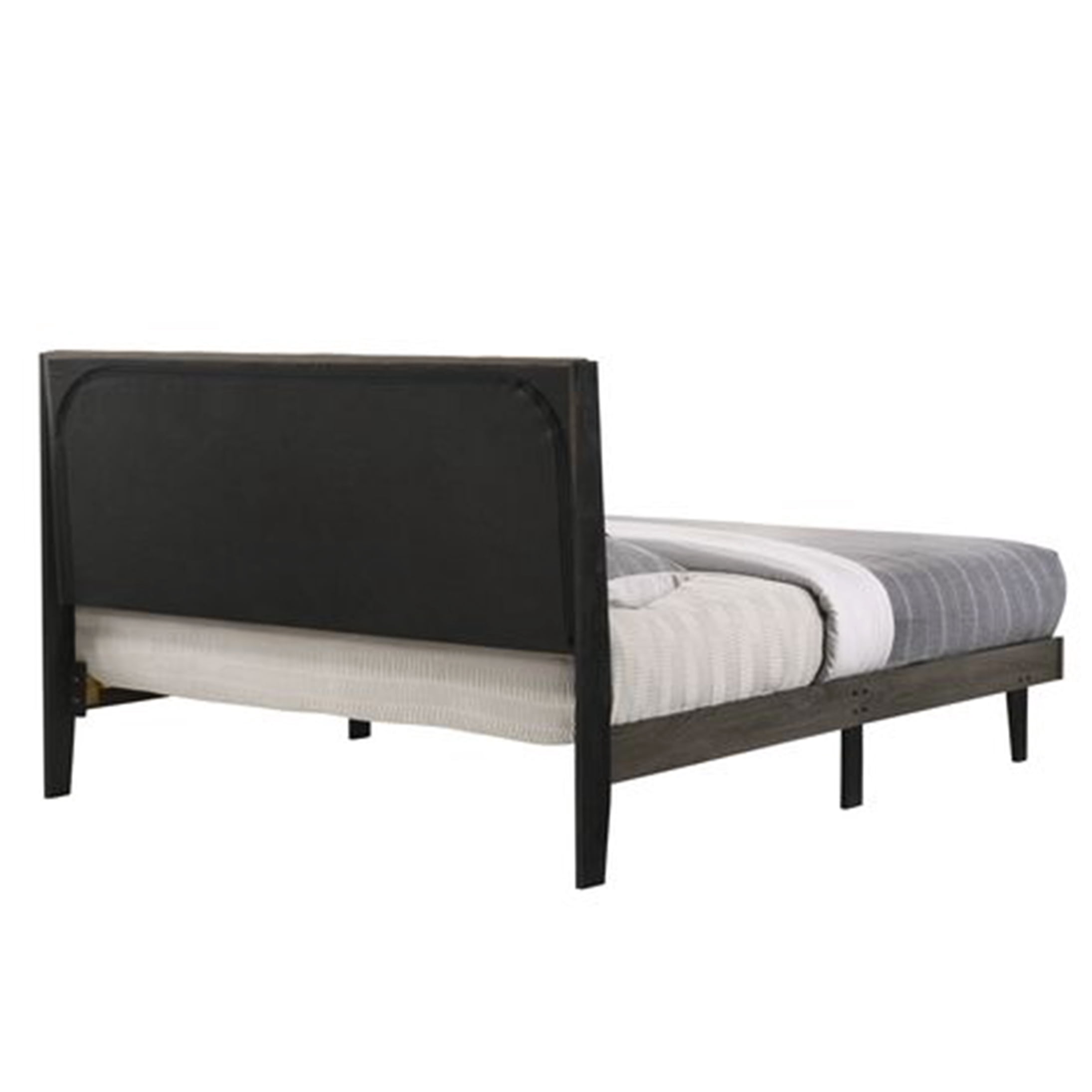 Queen Size Upholstered Platform Bed Frame with Headboard, Brown Fabric Low Profile Design, No Box Spring Needed, Sturdy Wood Slat Support, Easy Assembly