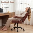 thumbnail image 2 of SOBREMESA Adjustable Rolling Swivel Computer Chair, Home Office Chair with Double Layer Cushion and Removable Armrests, Comfy Desk Chair with Smooth Wheels for Study Bedroom, Dark Brown, 2 of 7