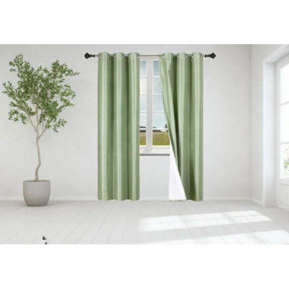 Gorgeous Home Linen Set of 2 panels Sage Green Color Room Darkening Blackout Grommet Window Curtain 37"x 84" Each for Any Room Décor