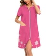 thumbnail image 2 of Christmas Long Nightgowns For Women Zip Up Bathrobes Tartan Dressing Gown Lightweight Housecoats Short Sleeve Nighties Long Length Nightdresses Multicolor E XL, 2 of 7