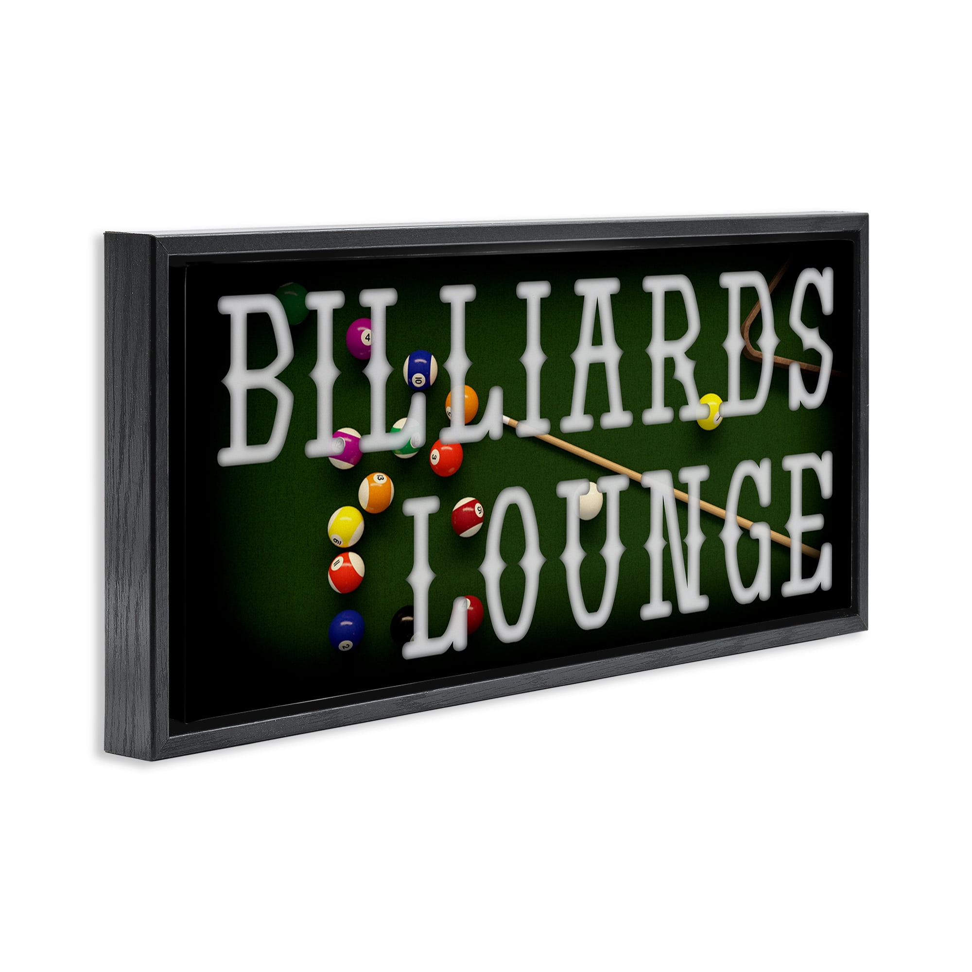 Stupell Industries Billiards Lounge Recreation Black Framed Floater Canvas Wall Art, design by Marcus Prime