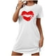 thumbnail image 2 of Camisón corto de talla grande para mujer, camisón de manga corta con estampado de pecho a la moda, camisón para mujer, 2 of 5