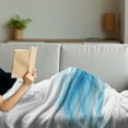 thumbnail image 3 of Blue Soft Flannel Fleece Blanket, Smooth Wavy Lines Stream Flow Abstract Bend Blurred Techno Computer Drawing Image, Cozy Plush for Indoor and Outdoor Use, 70" x 90", Blue and White, by Ambesonne, 3 of 5