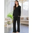 thumbnail image 2 of DARING DIVA Women's Button Down Knit Pajamas Sets XS Black, 2 of 7