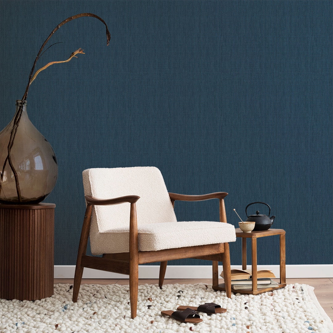 Tempaper Textured Rattan Blue Peel and Stick Wallpaper, 20.5" x 16.5'
