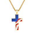 thumbnail image 1 of EeaseMX Colgante de cruz con la bandera estadounidense, diseño creativo, para hombre y niño (dorado con cadena), 1 of 7