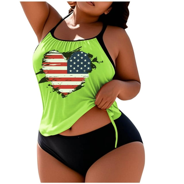 Floleo Women Plus Size Swimsuit Loose Adjustable Drawstring Bikini Removable Padded Top No Underwire Beach Pool Cover(Army Green,XL)