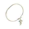 thumbnail image 2 of 7 inch Oval Eye Hook Bangle Bracelet w/ Guardian Angel medal charm w/ December Blue Swarovski Crystal, 2 of 3