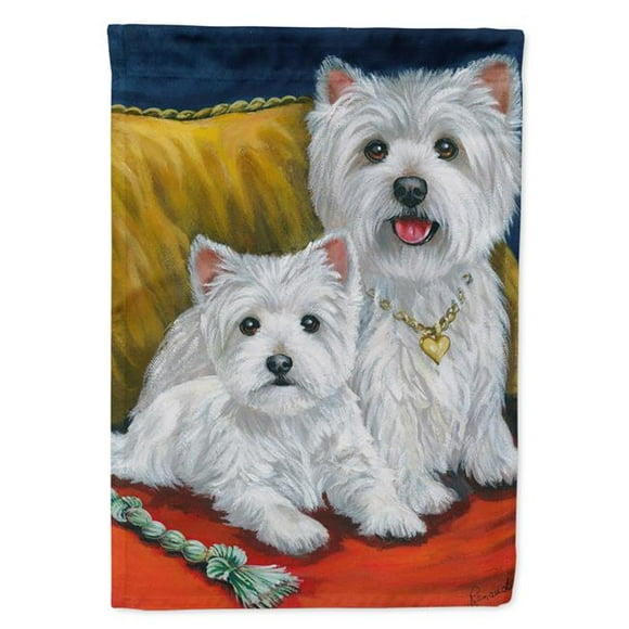 Carolines Treasures PPP3218CHF 28 x 0.01 x 40 in. Westie Mom & Pup Canvas House Flag