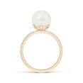 thumbnail image 2 of Angara Classic Freshwater Cultured Pearl & Diamond Solitaire Ring in 14K Rose Gold for Women | June Birthstone Jewelry for Her, 2 of 7
