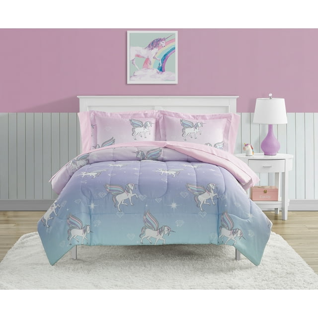 Busy Bee Unicorn Metallic 7 Piece Bed in a Bag, Full