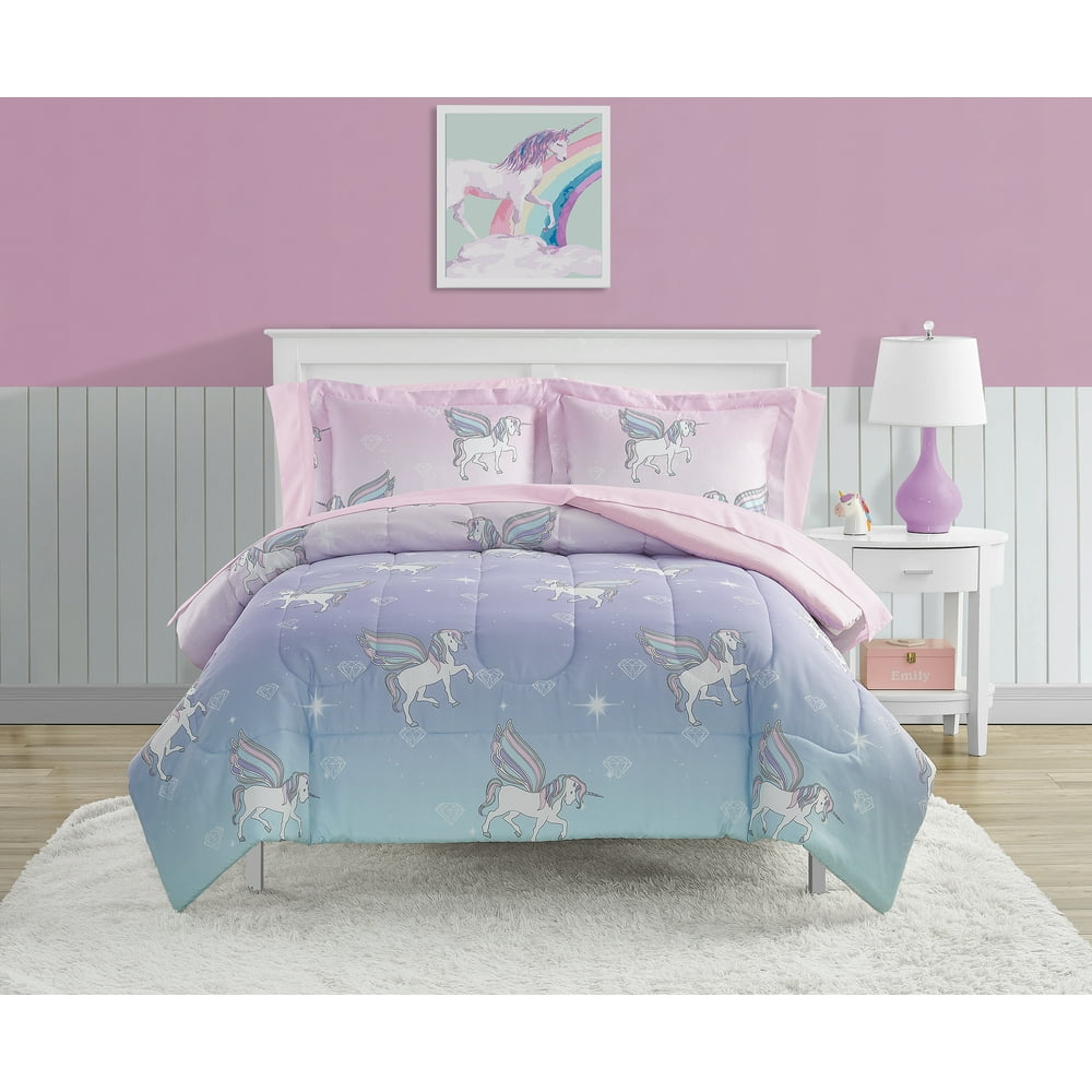 Busy Bee Unicorn Metallic Bed in a Bag Bedding Set, Twin