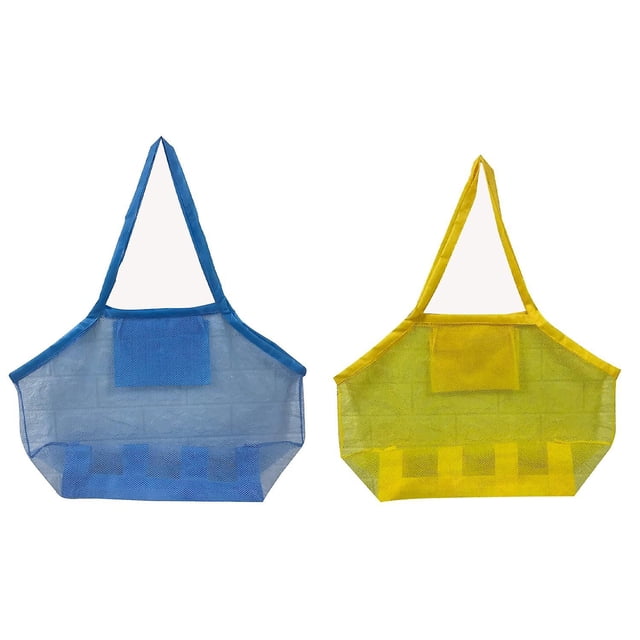 Yjmei - 2 bolsas de playa de malla grande, bolsa de mano, toalla de juguete, arena para guardar juguetes de playa para niños, artículos esenciales de playa para bebés, bolsa de almacenamiento de jugue