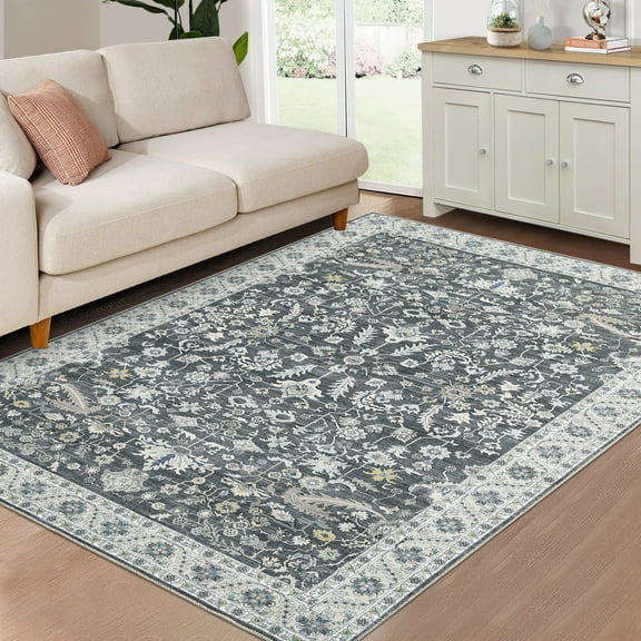 Hasoo Traditional Area Rug for Living Room Durable Washable Persian Carpet Non Slip Rugs for Bedroom, 8' x 10' , Gray