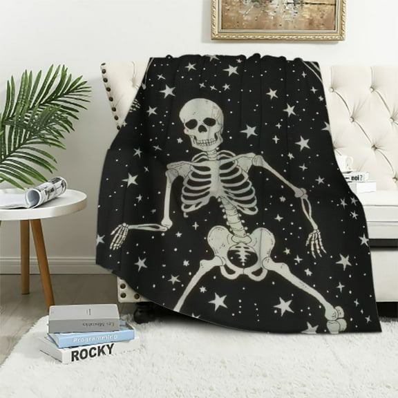 BCIIG Dancing Skeletons Skull Blanket Halloween Party Horror Skull Gifts Throw Blanket for Adult Kids Soft Flannal Skull Throw Blanket for Bed Couch Sofa Home Decor  40x50in