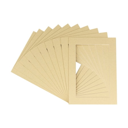 

Pack of TEN 16x40 Mats Bevel Cut for 12x36 Photos - Acid Free Tan Precut Matboards For Pictures Photos Framing - 4-ply Thickness