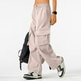 thumbnail image 7 of Womens Cargo Pants High Waisted Baggy Wide Leg Plus Size Parachute Pants with Pockets and drawstring Cargos Lightweight Trousers Y2K Khaki XXL, 7 of 7