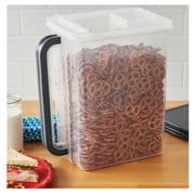 Mainstays Large Plastic Bulk Food Storage Canister with Lid and Handle, Pantry Organizer Container for Cereal and Dry Food Storage, 46 Cup Capacity, Dark Gray Lid, 11.55 x 7.8 x 13.25