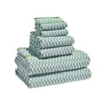 thumbnail image 3 of Beautiful by Drew Barrymore 6-Piece Staggered Tile Bath Towel Set, Soft 100% Cotton, Green, 3 of 4