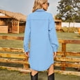 thumbnail image 3 of QIYULANC Fall Pleated Denim Dresses for Women 2024 Trendy Long Sleeve Turndown Collar Button Down Dresses Casual Loose Jean Dress With Pockets, 3 of 7