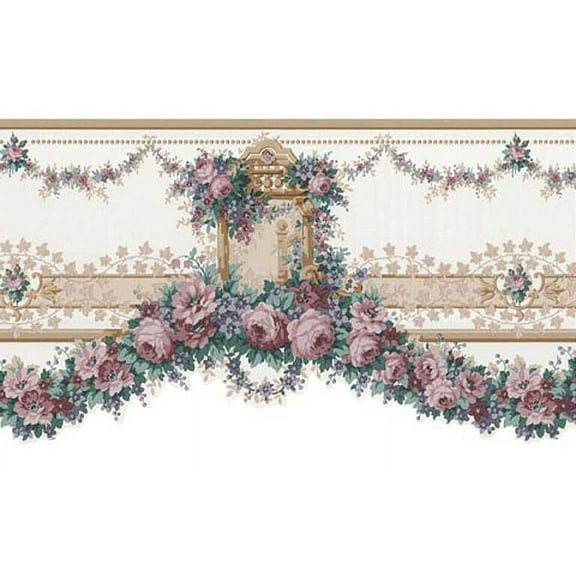 879200 Satin Floral Rose Swag Wallpaper Border 12100