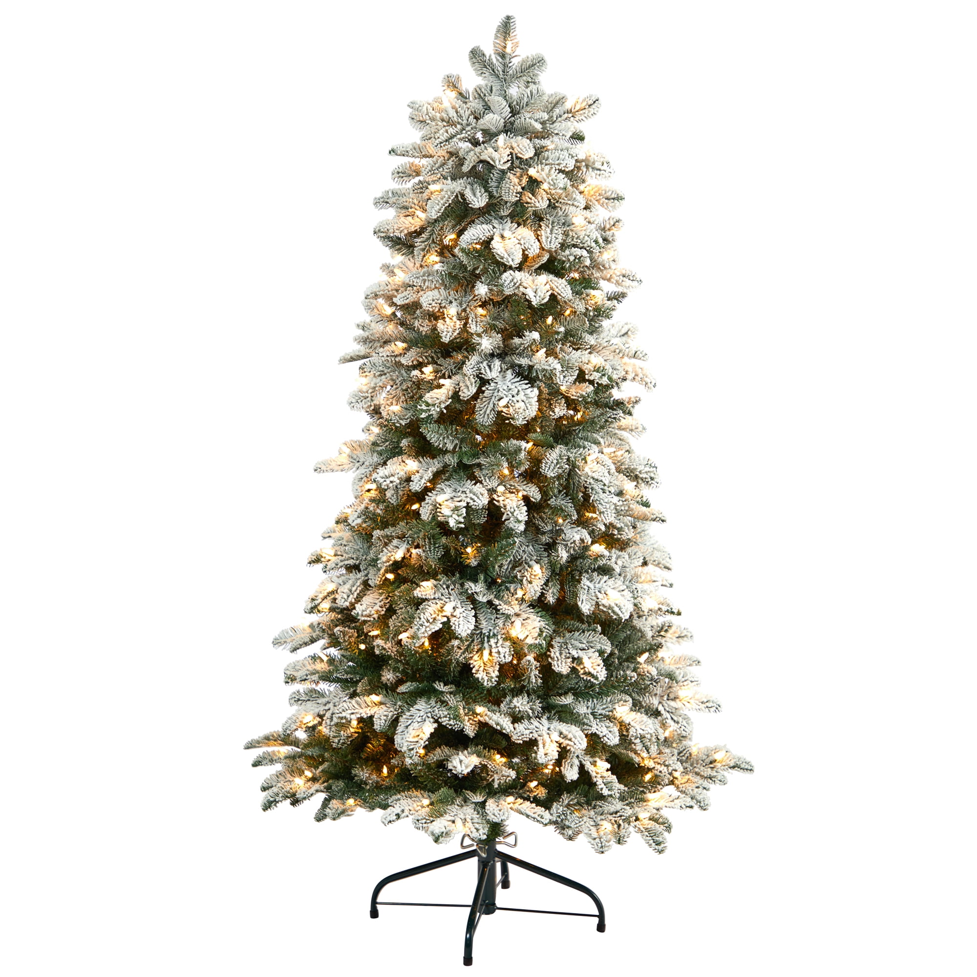 Nearly Natural 5" Flocked North Carolina Fir Artificial Christmas Tree with 350 Warm White