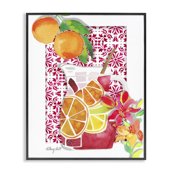 Stupell Industries Coastal Mediterranean Sangria Drink Black Framed Giclee Art, 11 x 14, by Hillary Holt