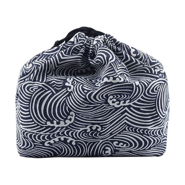 Monstrate Lino de algodón estilo japonés -estilo bolsa de estilo tradicional portátil al aire libre bolsa de asas de comida para acampar en Organizadores de utensilios de cocina BDD28
