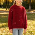 thumbnail image 7 of Spazoro Girls Knit Pullover Sweater, Long Sleeve Decorative Bows Soft Texture Crewneck Relaxed Fit Winter Warm Casual Tops for Kids Wine Size 11-12, 7 of 7