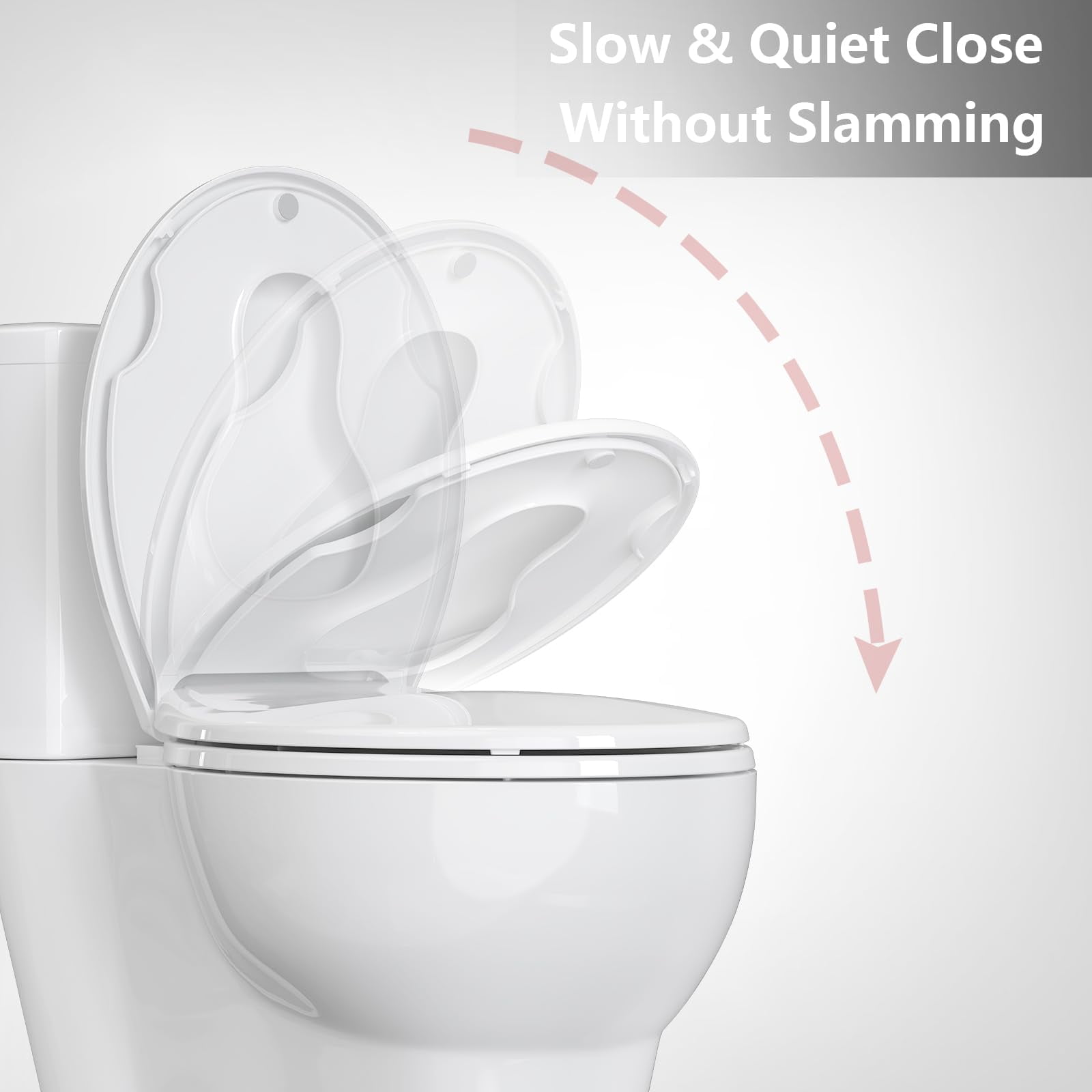 Soft Close Commercial Toilet Seat with Built-in Toddler Potty Training - No Wiggle, Durable PP, Easy Install & Clean, 17" Round, F2040S American Standard, 2 Pack, White