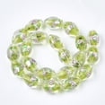 thumbnail image 2 of 10pc Handmade Silver Foil Glass Lampwork Beads Oval with Flower Green Yellow 16~17x9~11mm, 2 of 2