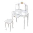 thumbnail image 4 of UBesGoo 41" Desktop kids Wooden Dressing Table with Stool and Drawer White, 4 of 8