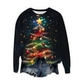 thumbnail image 3 of Christmas Sweatshirts Women Long Sleeve Pullovers Christmas Tree Graphic Tops Fleece Brushed Sweatshirt Santa Claus Shirts Shining Lights Clothes Loose Casual Outfits Garland Top, 3 of 4