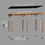 Backyard Discovery Kingsport 20x12 Cedar Wood Carport, Galvanized Steel Roof, PowerPort