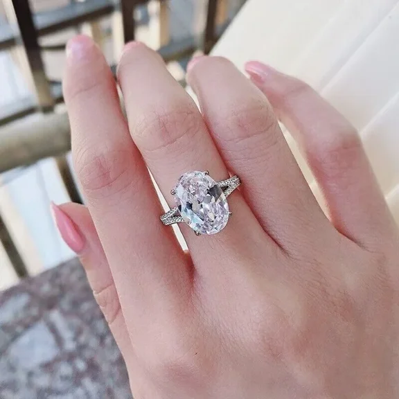 3.50Ct Oval Cut Moissanite Women Solitaire Engagement Ring 14K White Gold Plated