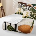 thumbnail image 4 of Castle Fairy Mid Century Tropical Leaf Quilt Full 3-Piece,Abstract Curved Line Full Bedspread Sets,Olive Gold Cream,1 Coverlet and 2 Pillowcases, 4 of 7