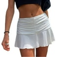 thumbnail image 1 of Gupgi Femmes Jupe Plissée Ourlet, Couleur Unie Taille Élastique Jupe Courte, 1 of 5
