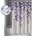 thumbnail image 4 of Hokiten Shower Curtain, Purple Ombre Botanical Fabric Shower Curtains for Bathroom, Watercolor Pastoral Leaf Farmhouse Bath Curtain Waterproof Bathtub Curtains with 12 Hooks, Large 72" x 78", 4 of 7