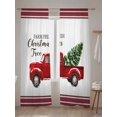 thumbnail image 5 of Christmas Farm Sheer Curtains 108 Inch Long 2 Panels, Truck Xmas Tree Red Strips Light Filtering Rod Pocket Semi Sheer Curtains, Sheer Voile Drapes for Living Room Bedroom, 52"x108", 5 of 5